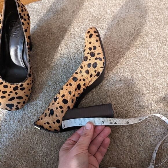 Tory Burch cowhair leopard print chunky heel stilleto sz 7 euc - Picture 9 of 9